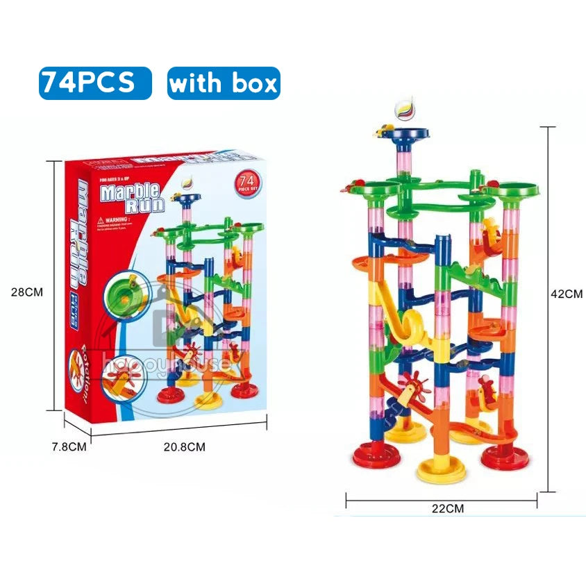 DIY Marble Run Race Track – 29 to 105 PCS 3D Maze Ball Construction Set - Kidz Garage