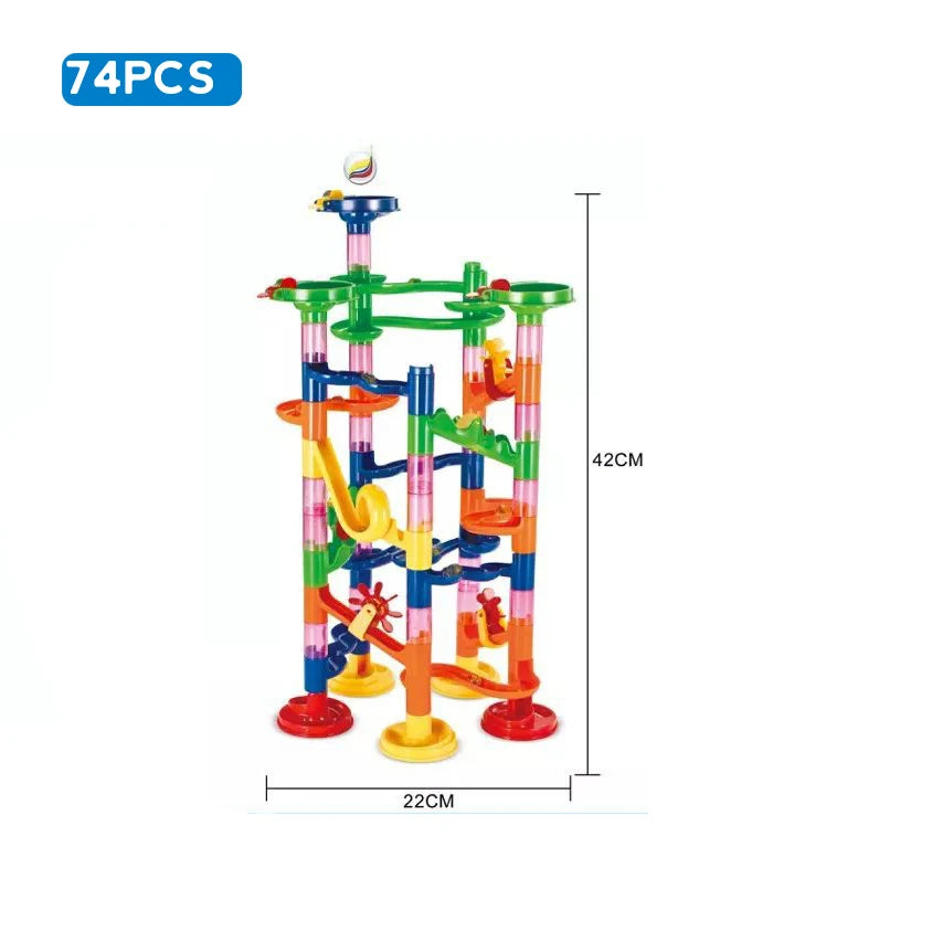 DIY Marble Run Race Track – 29 to 105 PCS 3D Maze Ball Construction Set - Kidz Garage