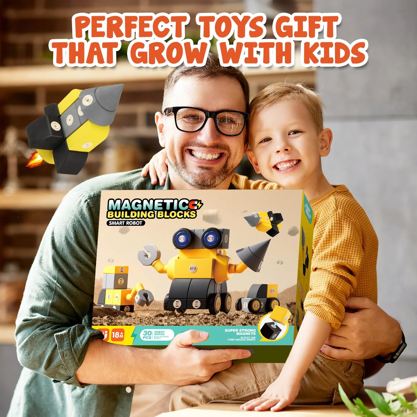 30-Piece Magnetic Foam Building Blocks – STEM Robot Toys - Kidz Garage