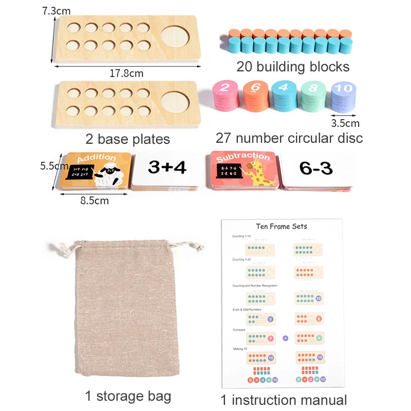 Children’s Wooden Number Board – Montessori Math & Logic Toy - Kidz Garage