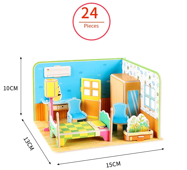 3D DIY Puzzle House STEM Craft Kit – Educational Paper Building Toy for Kids & Families - Kidz Garage