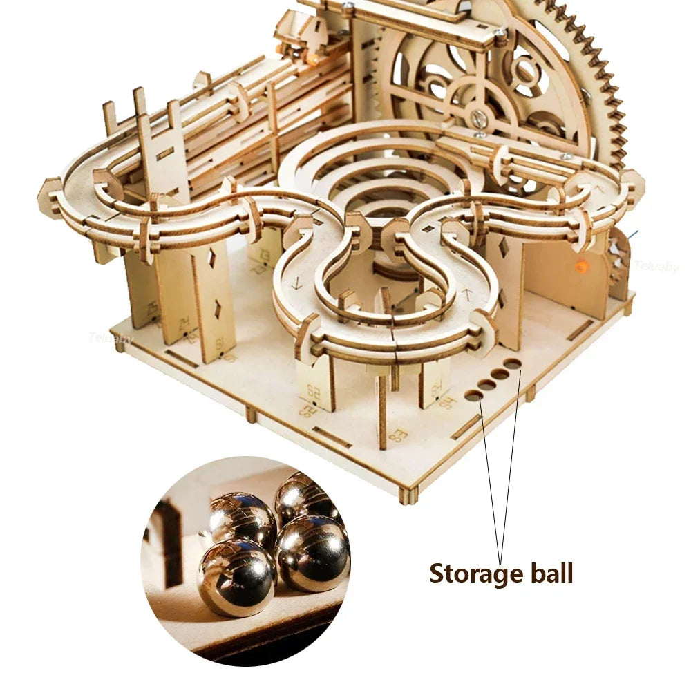 3D Wooden Puzzle DIY Mechanical Marble Run Model Kit – Creative STEM Engineering Toy - Kidz Garage