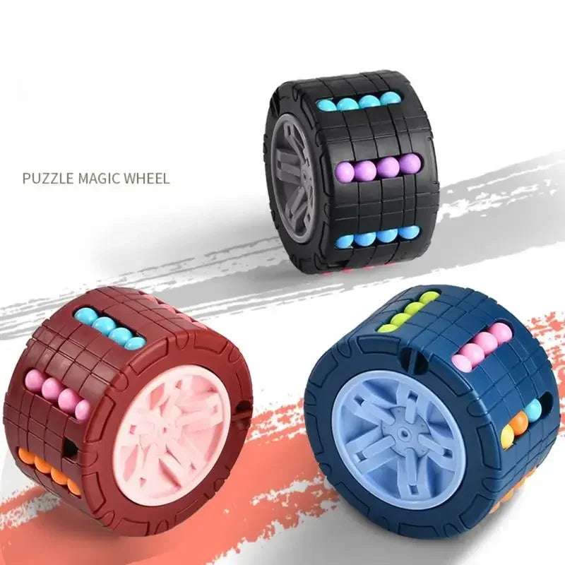 3D Cylinder Cube Magical Bean Gyro – Rotating Slide Puzzle Toy for Kids - Kidz Garage