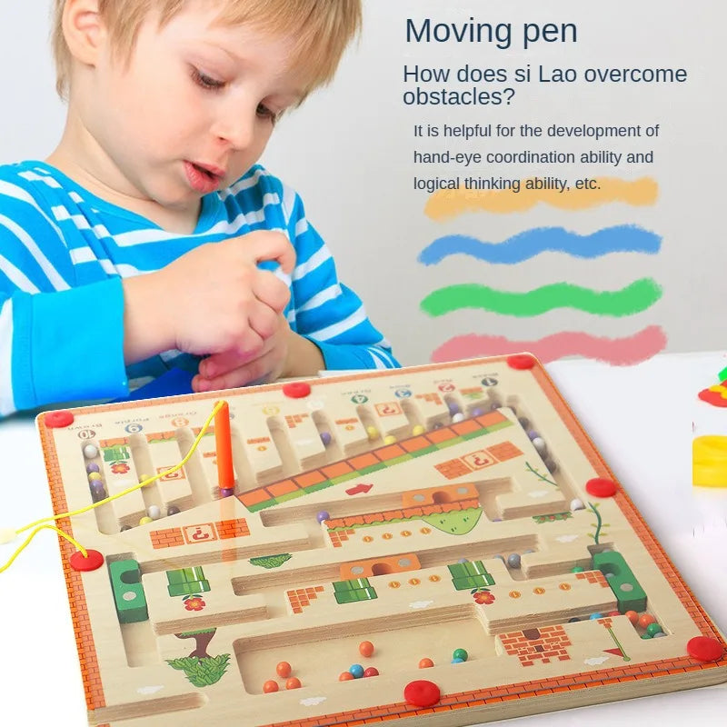 Montessori Magnetic Color & Number Maze – Educational Wooden Puzzle Toy for Kids - Kidz Garage