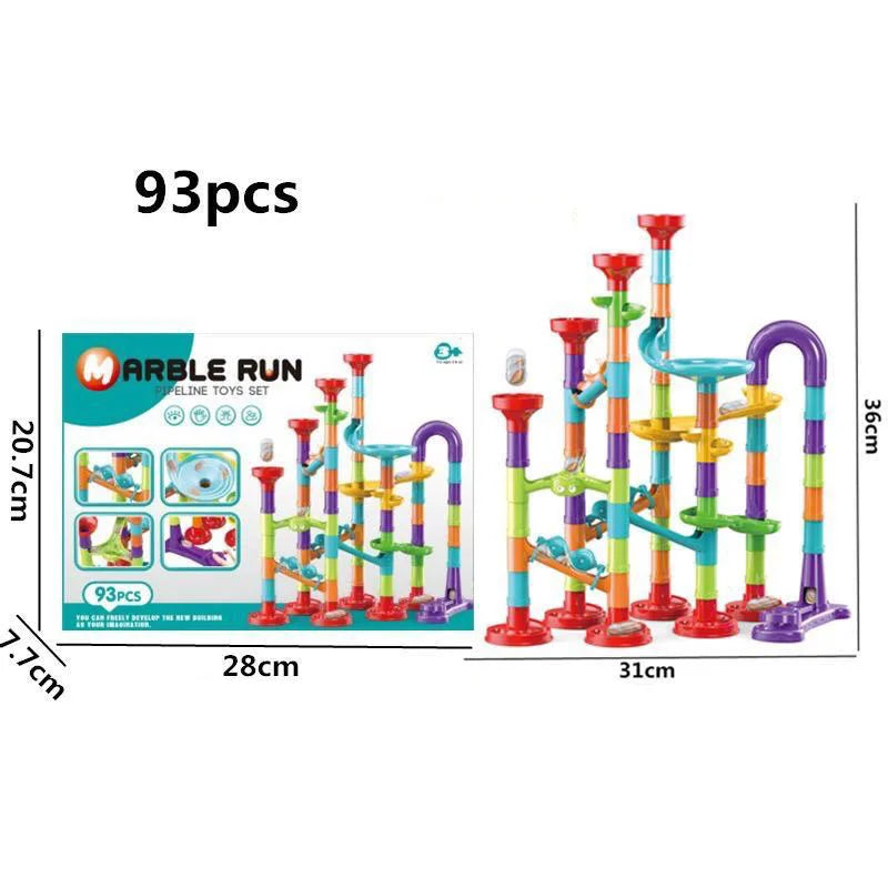 DIY Marble Run Race Track – 29 to 105 PCS 3D Maze Ball Construction Set - Kidz Garage