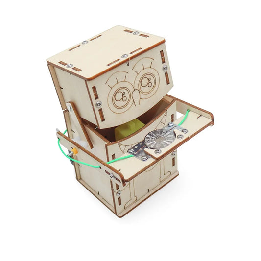 DIY Wooden Electric Coin-Eating Robot Kit – STEM Educational Building Toy for Kids - Kidz Garage