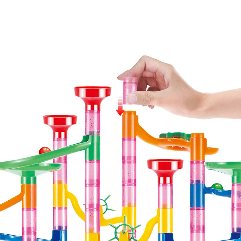 DIY Marble Run Race Track – 29 to 105 PCS 3D Maze Ball Construction Set - Kidz Garage