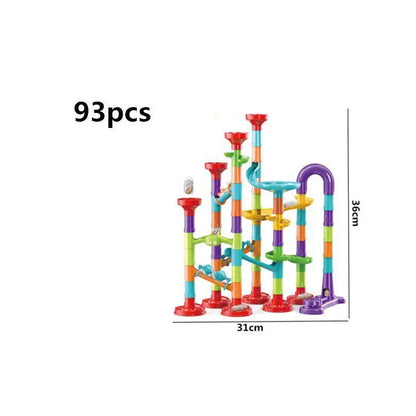 DIY Marble Run Race Track – 29 to 105 PCS 3D Maze Ball Construction Set - Kidz Garage