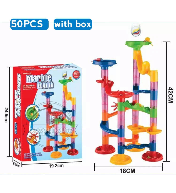 DIY Marble Run Race Track – 29 to 105 PCS 3D Maze Ball Construction Set - Kidz Garage