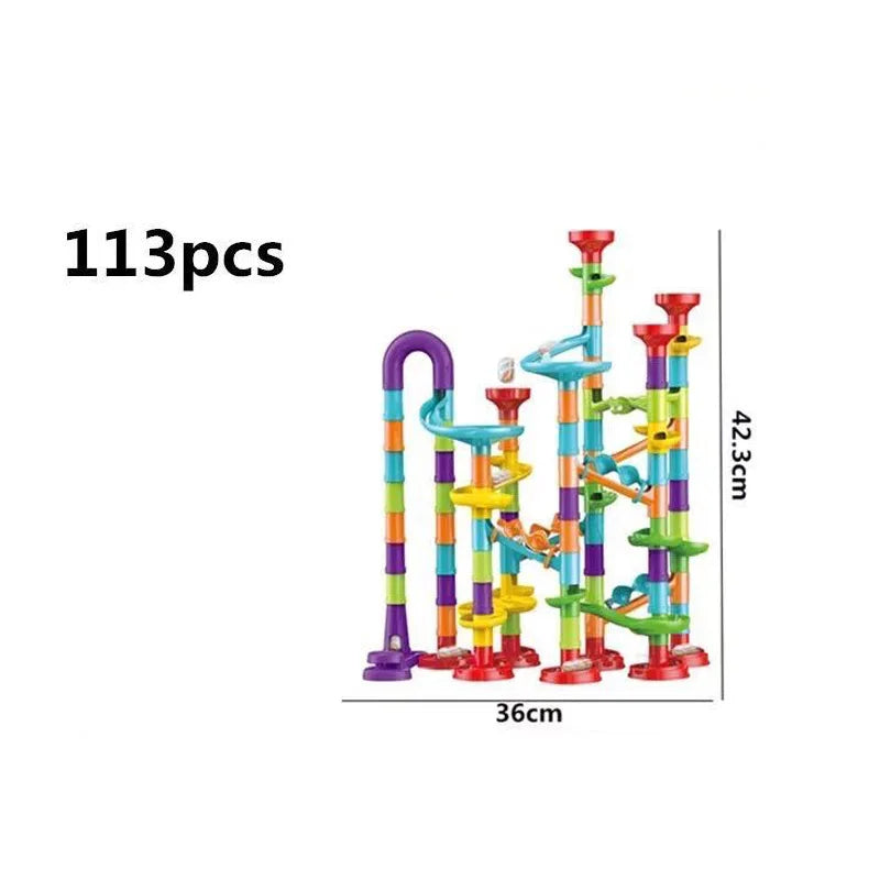DIY Marble Run Race Track – 29 to 105 PCS 3D Maze Ball Construction Set - Kidz Garage