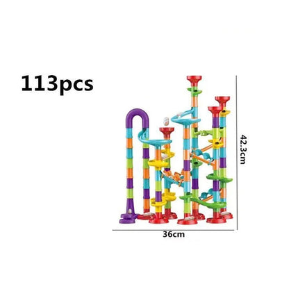 DIY Marble Run Race Track – 29 to 105 PCS 3D Maze Ball Construction Set - Kidz Garage
