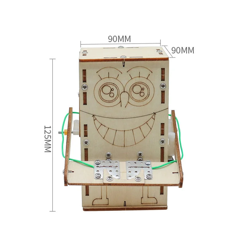 DIY Wooden Electric Coin-Eating Robot Kit – STEM Educational Building Toy for Kids - Kidz Garage