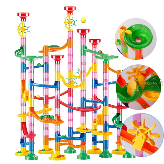 DIY Marble Run Race Track – 29 to 105 PCS 3D Maze Ball Construction Set - Kidz Garage