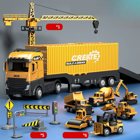 Alloy Construction Truck Set with Lights & Sound | Take-Apart Educational Vehicles for Kids - Kidz Garage