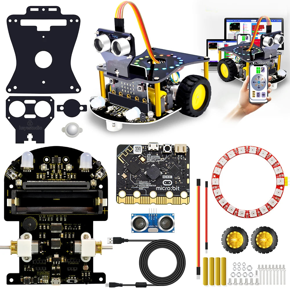 V2 Robot Car Kit for BBC Microbit V2 – STEM Educational Smart Car for Kids - Kidz Garage
