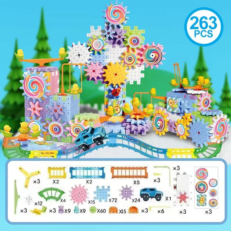 263-Piece 3D Puzzle Electric Gear Building Blocks Kit – STEM Construction Toy for Kids - Kidz Garage