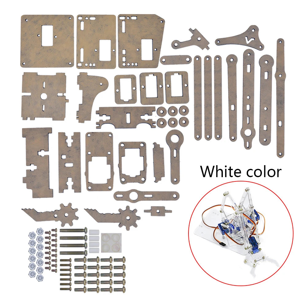 DIY 4-DOF Robotic Arm Kit – Programmable Acrylic Manipulator for Arduino Projects - Kidz Garage