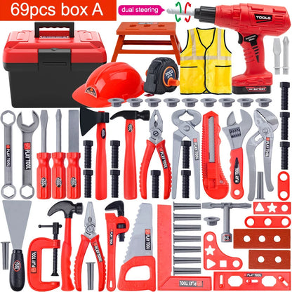 Children's Tool Set with Electric Toy Drill – Pretend Play Construction Kit - Kidz Garage