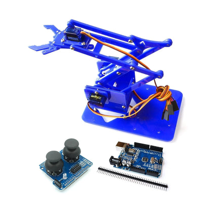 DIY 4-DOF Robotic Arm Kit – Programmable Acrylic Manipulator for Arduino Projects - Kidz Garage