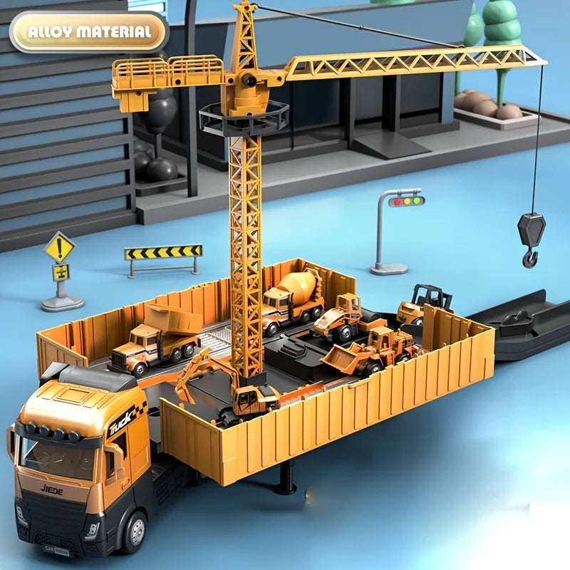 Alloy Construction Truck Set with Lights & Sound | Take-Apart Educational Vehicles for Kids - Kidz Garage