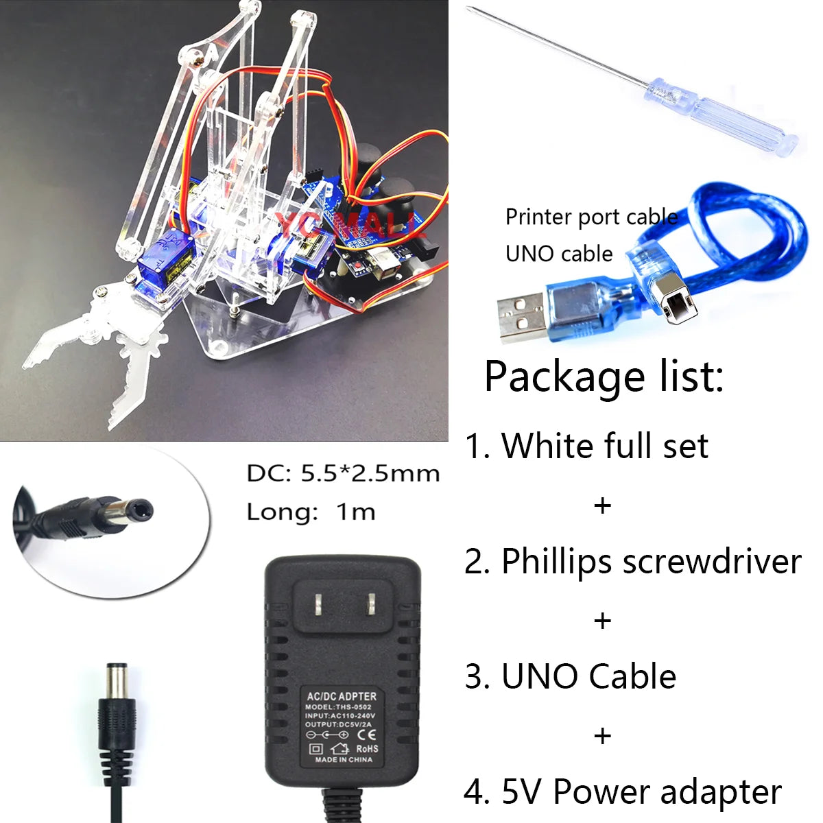 DIY 4-DOF Robotic Arm Kit – Programmable Acrylic Manipulator for Arduino Projects - Kidz Garage