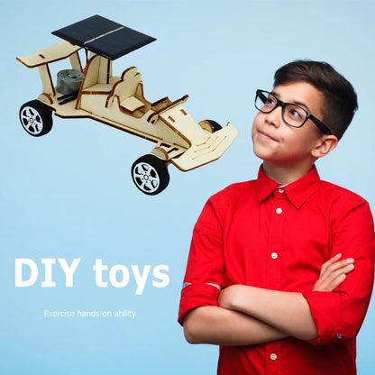 DIY Solar Car Kit – Wooden & Metal Puzzle Toy for Kids | STEM Physical Experiment Model - Kidz Garage