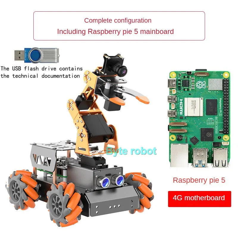 AI Robot Car Kit with Robotic Arm – Open Source  DIY Robot | STEM Coding & AI Education Kit - Kidz Garage