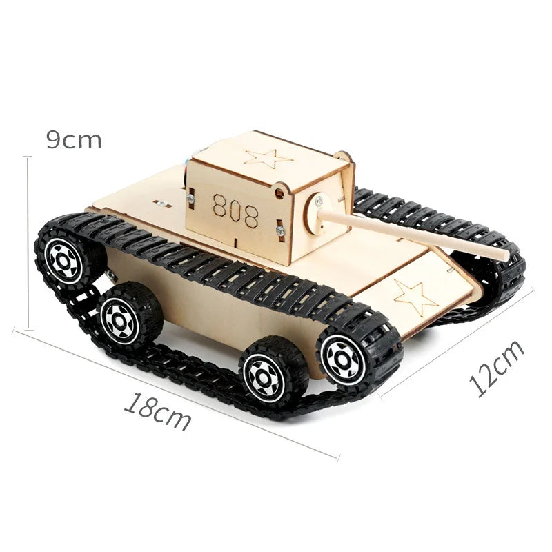 DIY Remote Control Wooden Tank STEM Kit – Educational Engineering Puzzle Toy for Kids - Kidz Garage