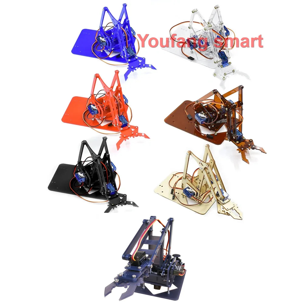 DIY 4-DOF Robotic Arm Kit – Programmable Acrylic Manipulator for Arduino Projects - Kidz Garage