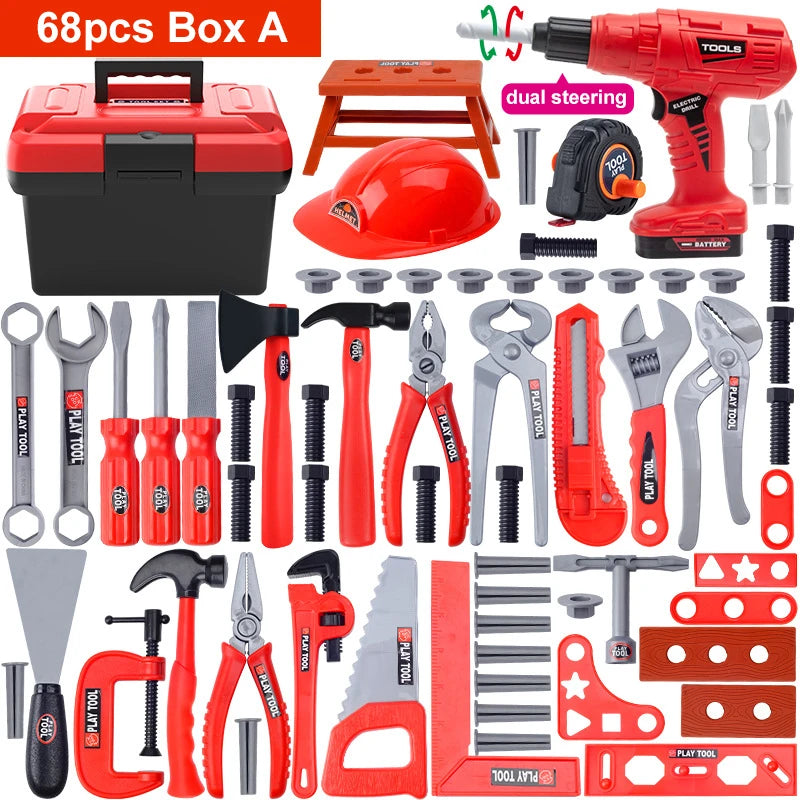Children's Tool Set with Electric Toy Drill – Pretend Play Construction Kit - Kidz Garage