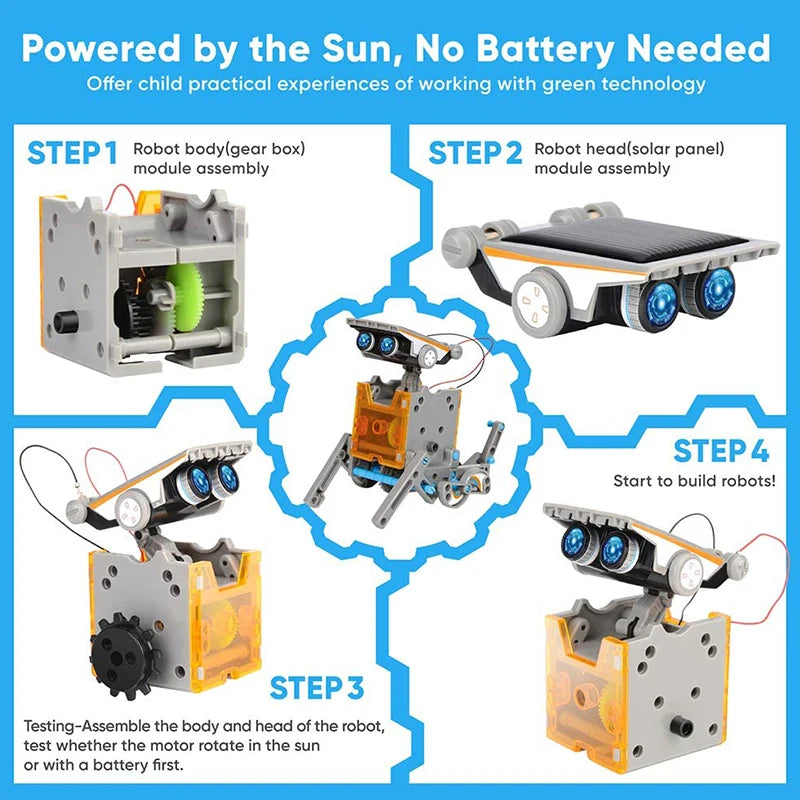 12-in-1 Solar Powered STEM Robot Kit – DIY Educational Toy for Kids - Kidz Garage