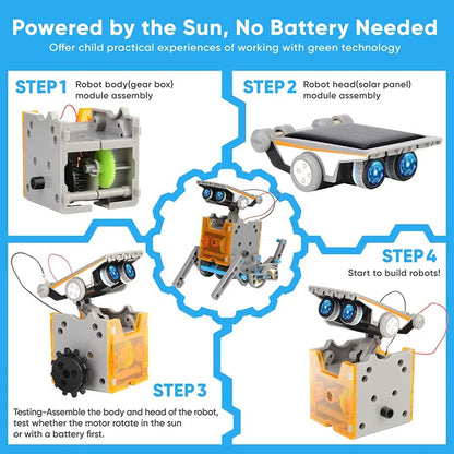 12-in-1 Solar Powered STEM Robot Kit – DIY Educational Toy for Kids - Kidz Garage
