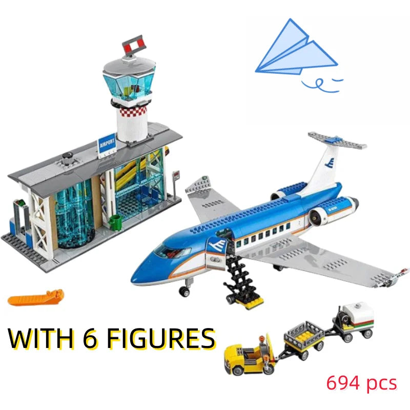Airport Passenger Terminal Building Blocks Set – 694 Pcs City Series STEM Toy - Kidz Garage