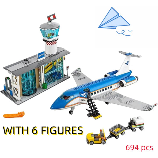 Airport Passenger Terminal Building Blocks Set – 694 Pcs City Series STEM Toy - Kidz Garage