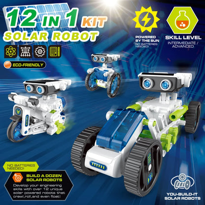 12-in-1 STEM Solar Robot Kit – DIY Building Toy for Kids (Ages 8+) - Kidz Garage