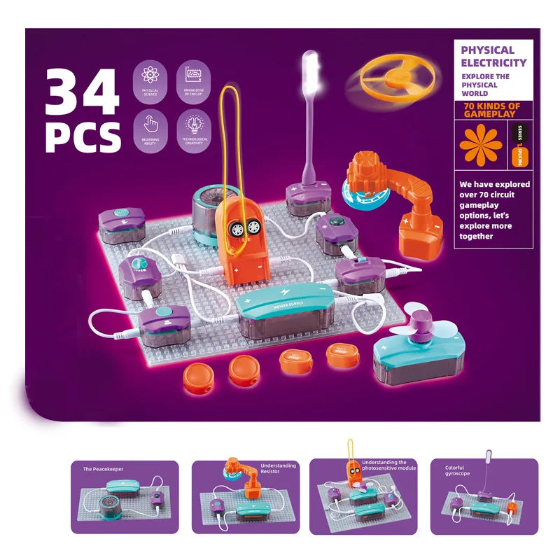 Electronic Building Blocks STEM Kit – Physics & Circuit Science Experiment Set for Kids - Kidz Garage
