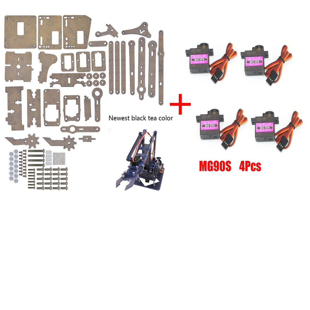 DIY 4-DOF Robotic Arm Kit – Programmable Acrylic Manipulator for Arduino Projects - Kidz Garage
