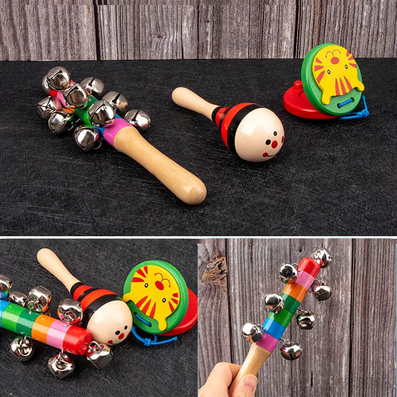 9-in-1 Wooden Montessori Musical Toy Set – Sensory Rattle, Bell, Drum & Early Learning - Kidz Garage