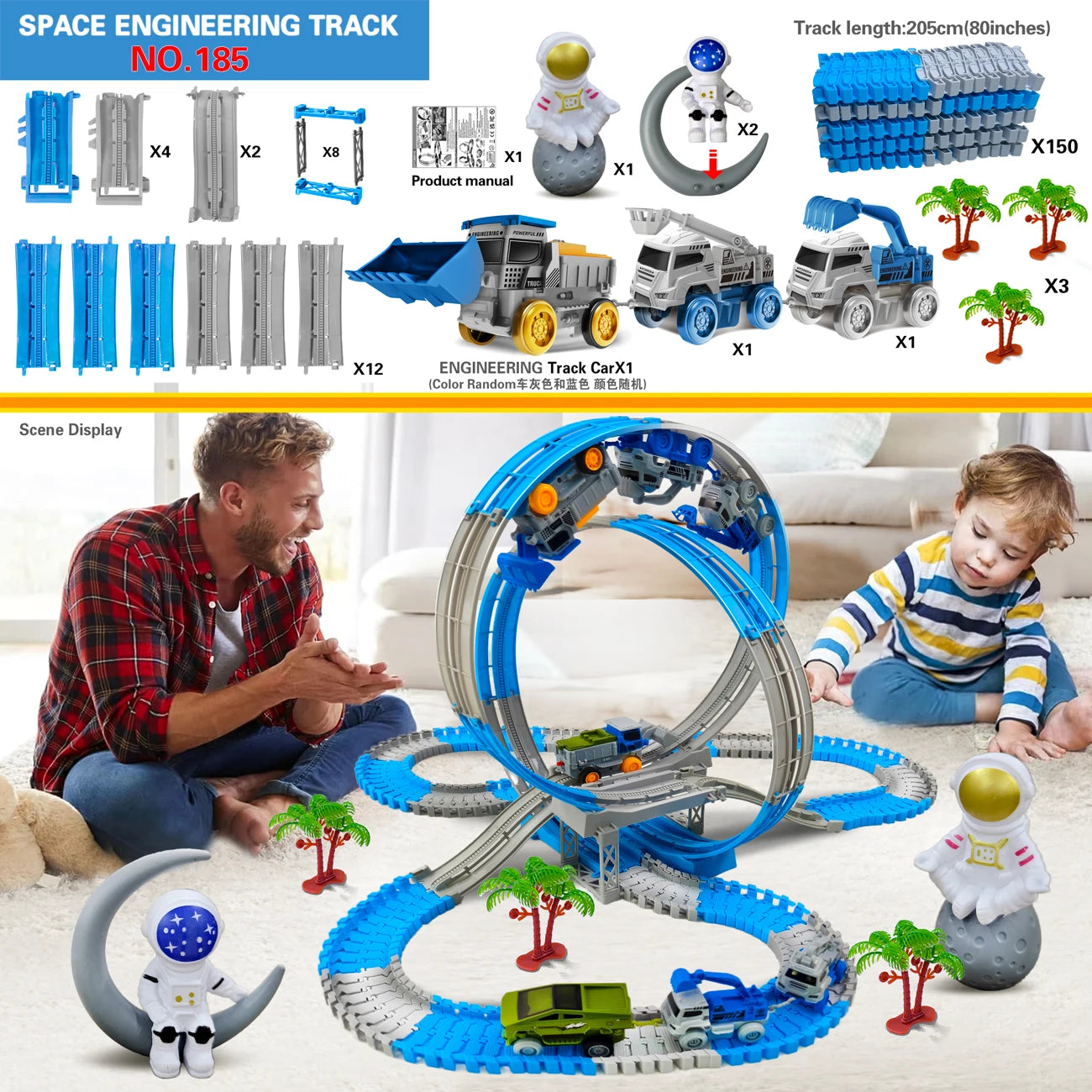 Magic Climbing Race Car Toy with Flexible Space Track – Engineering Train Track Toy - Kidz Garage