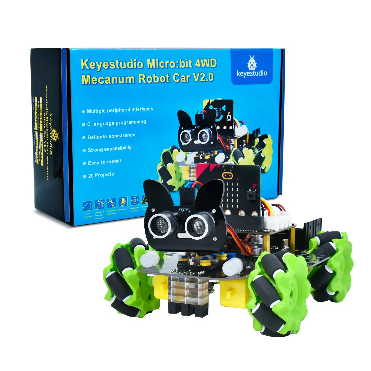 4WD Mecanum Smart Robot Car + 18 Projects – Python & C Programmable STEM Kit - Kidz Garage