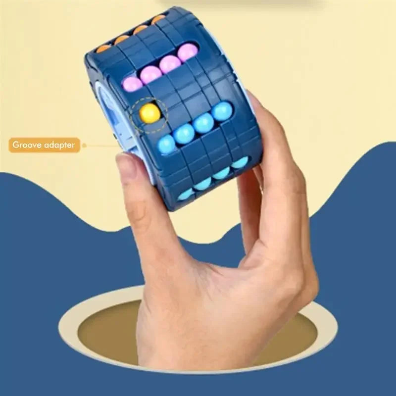 3D Cylinder Cube Magical Bean Gyro – Rotating Slide Puzzle Toy for Kids - Kidz Garage
