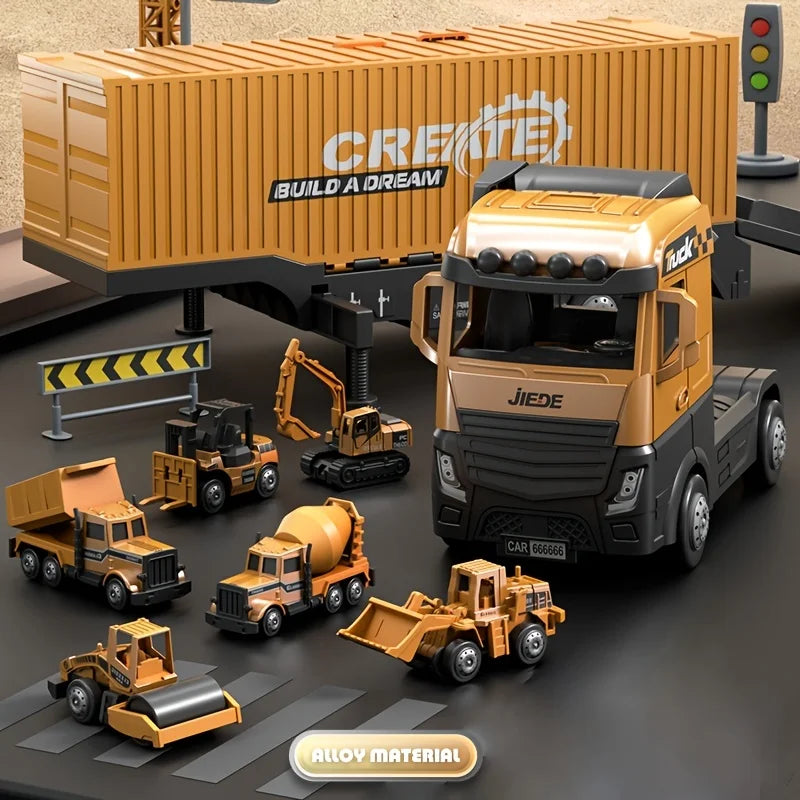 Alloy Construction Truck Set with Lights & Sound | Take-Apart Educational Vehicles for Kids - Kidz Garage