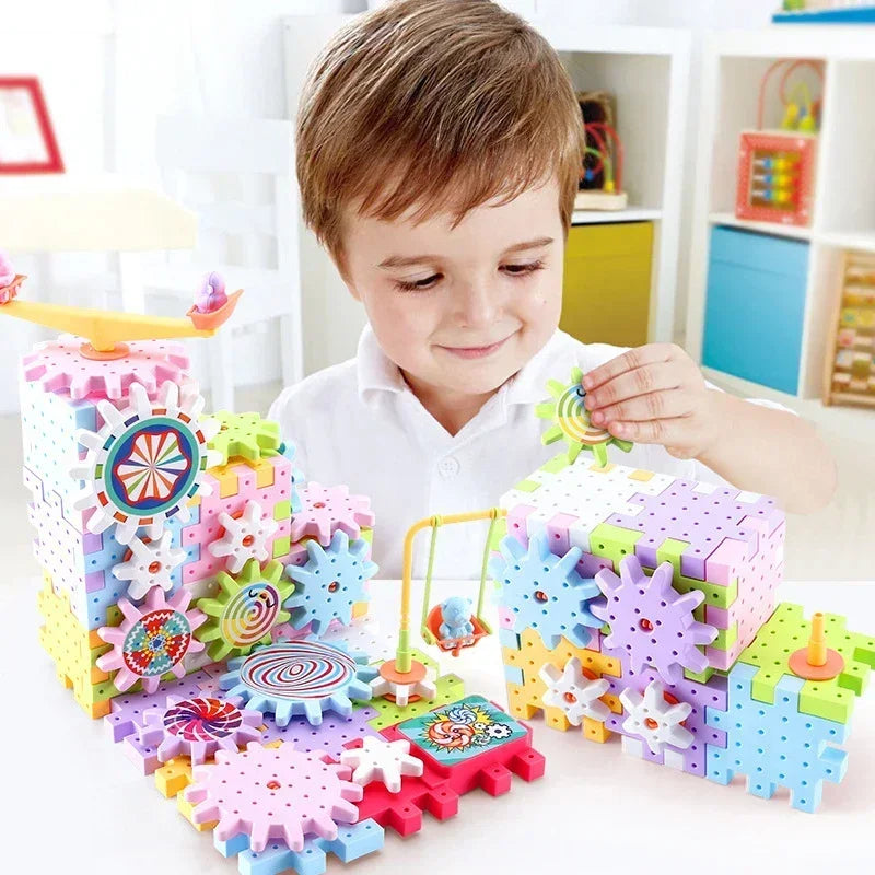 Electric Gears 3D Puzzle Building Kit – Interactive Gear Blocks Educational Toy for Kids - Kidz Garage