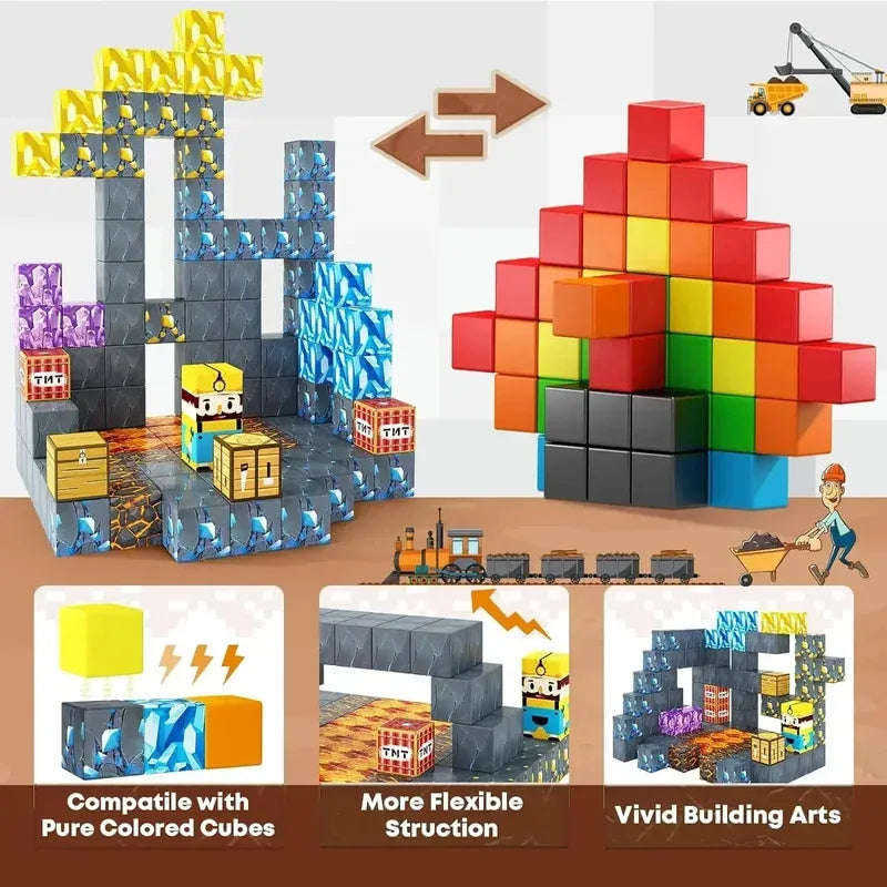 Magnetic Building Blocks – DIY - Sensory & STEM Learning Toy - Kidz Garage