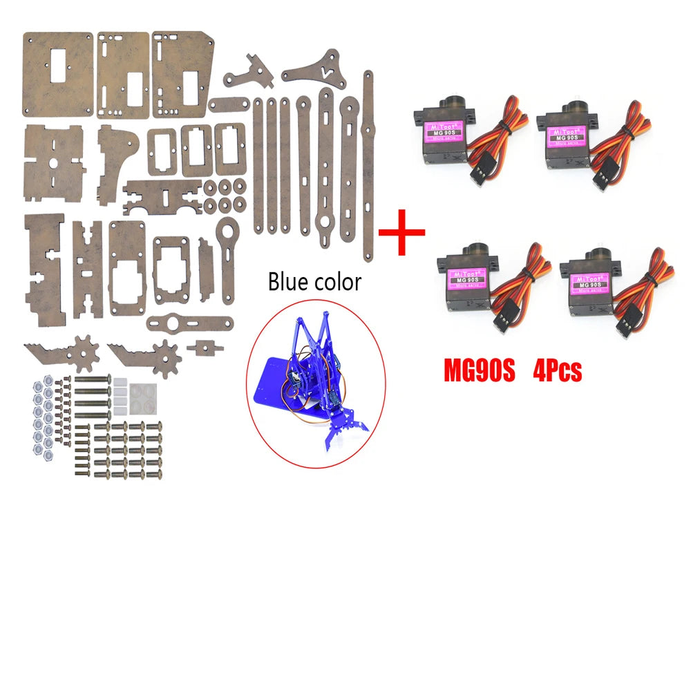 DIY 4-DOF Robotic Arm Kit – Programmable Acrylic Manipulator for Arduino Projects - Kidz Garage