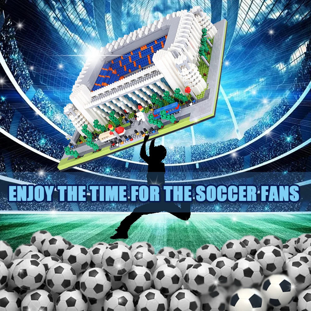 Madrid Style Soccer Stadium Model – Micro Mini Diamond Block Puzzle Set - Kidz Garage