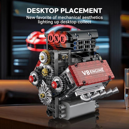 Motorized V8 Engine Simulation Model – 478PCS STEM Building Block Kit - Kidz Garage
