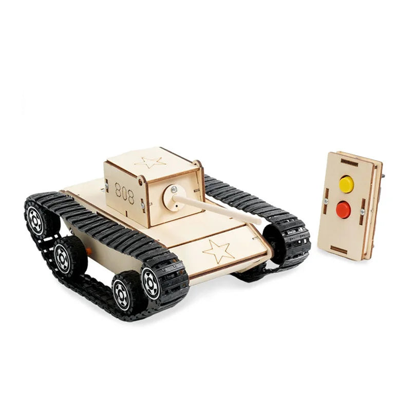 DIY Remote Control Wooden Tank STEM Kit – Educational Engineering Puzzle Toy for Kids - Kidz Garage