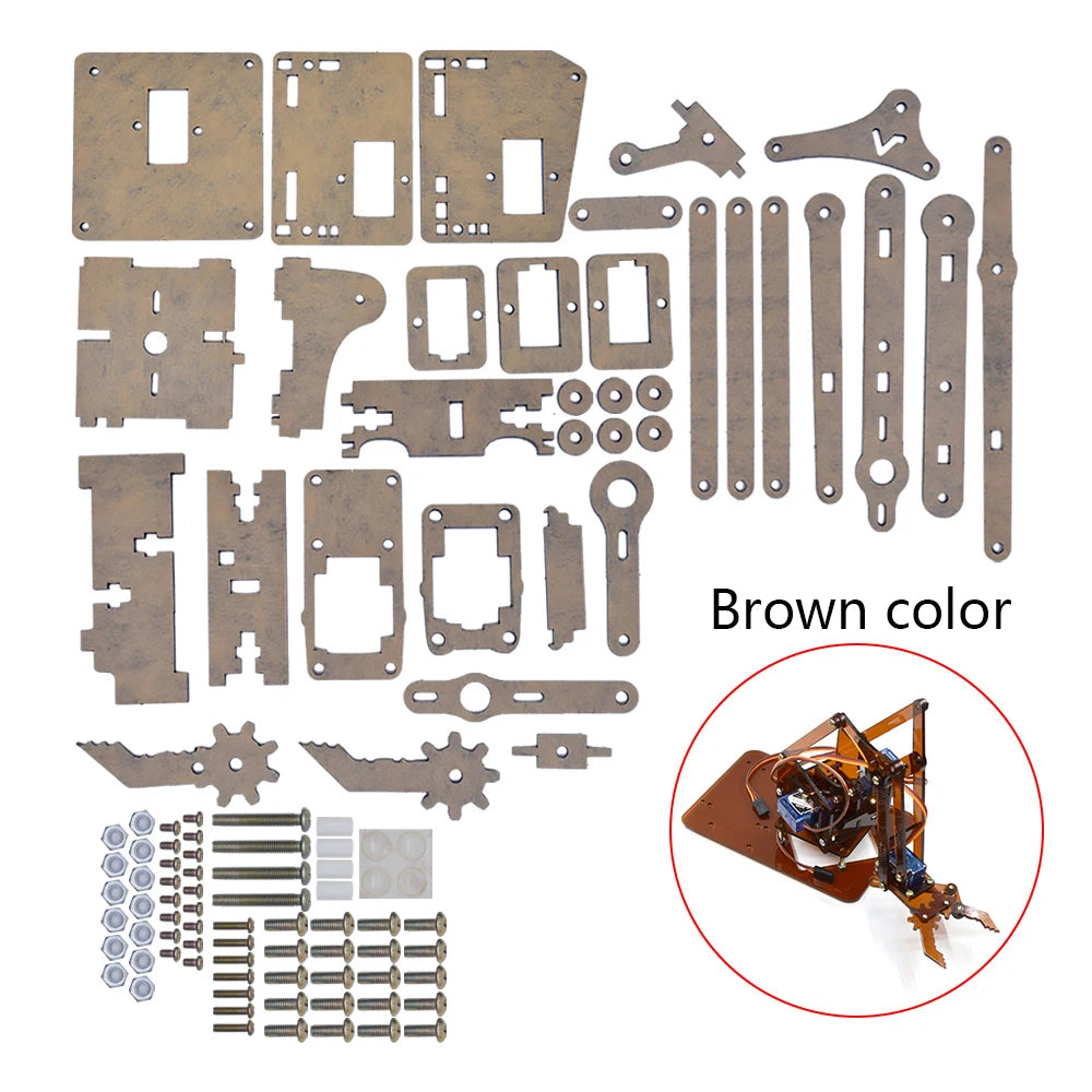 DIY 4-DOF Robotic Arm Kit – Programmable Acrylic Manipulator for Arduino Projects - Kidz Garage