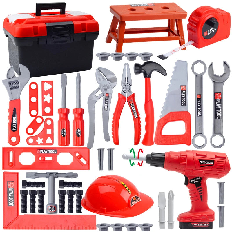Children's Tool Set with Electric Toy Drill – Pretend Play Construction Kit - Kidz Garage